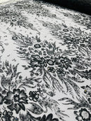 Big Glitter Damask Design On A Mesh Lace Fabric| New Creations Fabric & Foam Inc. - New Creations Fabric & Foam Inc
