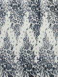 Big Glitter Damask Design On A Mesh Lace Fabric| New Creations Fabric & Foam Inc. - New Creations Fabric & Foam Inc