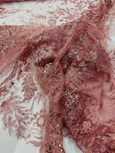 Big Glitter Damask Design On A Mesh Lace Fabric| New Creations Fabric & Foam Inc. - New Creations Fabric & Foam Inc