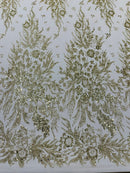 Big Glitter Damask Design On A Mesh Lace Fabric| New Creations Fabric & Foam Inc. - New Creations Fabric & Foam Inc
