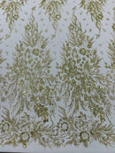 Big Glitter Damask Design On A Mesh Lace Fabric| New Creations Fabric & Foam Inc. - New Creations Fabric & Foam Inc