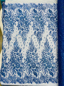 Big Glitter Damask Design On A Mesh Lace Fabric| New Creations Fabric & Foam Inc. - New Creations Fabric & Foam Inc