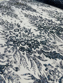 Big Glitter Damask Design On A Mesh Lace Fabric| New Creations Fabric & Foam Inc. - New Creations Fabric & Foam Inc
