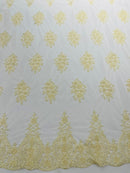 Classic Beaded Damask Lace 54” Wide| New Creations Fabric & Foam Inc. - New Creations Fabric & Foam Inc