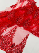 Classic Beaded Damask Lace 54” Wide| New Creations Fabric & Foam Inc. - New Creations Fabric & Foam Inc