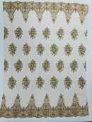 Classic Beaded Damask Lace 54” Wide| New Creations Fabric & Foam Inc. - New Creations Fabric & Foam Inc