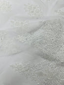 Classic Beaded Damask Lace 54” Wide| New Creations Fabric & Foam Inc. - New Creations Fabric & Foam Inc