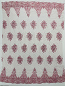 Classic Beaded Damask Lace 54” Wide| New Creations Fabric & Foam Inc. - New Creations Fabric & Foam Inc