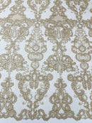 Damask Embroidered Lace Fabric 54” Wide| New Creations Fabric & Foam Inc. - New Creations Fabric & Foam Inc