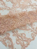 Damask Embroidered Lace Fabric 54” Wide| New Creations Fabric & Foam Inc. - New Creations Fabric & Foam Inc