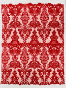 Damask Embroidered Lace Fabric 54” Wide| New Creations Fabric & Foam Inc. - New Creations Fabric & Foam Inc