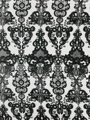 Damask Embroidered Lace Fabric 54” Wide| New Creations Fabric & Foam Inc. - New Creations Fabric & Foam Inc