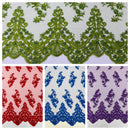 ELEGANT BEADED FLORAL LACE ON MESH FABRIC (By The Yard) - New Creations Fabric & Foam Inc