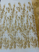 FANCY BEADED LACE ON MESH FABRIC (By The Yard) - New Creations Fabric & Foam Inc