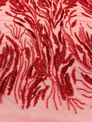 FANCY BEADED LACE ON MESH FABRIC (By The Yard) - New Creations Fabric & Foam Inc