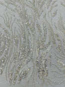 FANCY BEADED LACE ON MESH FABRIC (By The Yard) - New Creations Fabric & Foam Inc