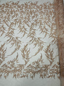 FASHION BEADED LACE ON GLITTER MESH FABRIC (By The Yard) - New Creations Fabric & Foam Inc