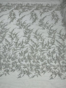 FASHION BEADED LACE ON GLITTER MESH FABRIC (By The Yard) - New Creations Fabric & Foam Inc