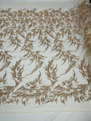 FASHION BEADED LACE ON GLITTER MESH FABRIC (By The Yard) - New Creations Fabric & Foam Inc