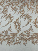 FASHION BEADED LACE ON GLITTER MESH FABRIC (By The Yard) - New Creations Fabric & Foam Inc