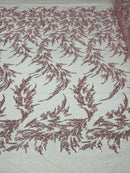 FASHION BEADED LACE ON GLITTER MESH FABRIC (By The Yard) - New Creations Fabric & Foam Inc