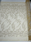 FASHION VINE BEADED LACE ON A MESH FABRIC (By The Yard) - New Creations Fabric & Foam Inc