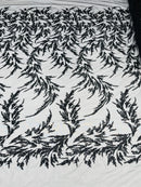 FASHION VINE BEADED LACE ON A MESH FABRIC (By The Yard) - New Creations Fabric & Foam Inc