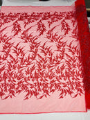 FASHION VINE BEADED LACE ON A MESH FABRIC (By The Yard) - New Creations Fabric & Foam Inc