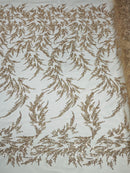 FASHION VINE BEADED LACE ON A MESH FABRIC (By The Yard) - New Creations Fabric & Foam Inc