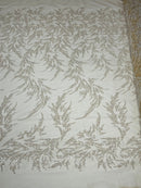 FASHION VINE BEADED LACE ON A MESH FABRIC (By The Yard) - New Creations Fabric & Foam Inc