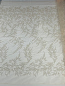 FASHION VINE BEADED LACE ON A MESH FABRIC (By The Yard) - New Creations Fabric & Foam Inc