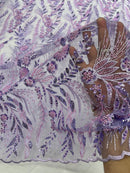 Feather and Vine Beaded Lace Fabric 54” Wide| New Creations Fabric & Foam Inc. - New Creations Fabric & Foam Inc