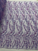 Feather and Vine Beaded Lace Fabric 54” Wide| New Creations Fabric & Foam Inc. - New Creations Fabric & Foam Inc