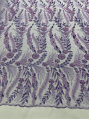 Feather and Vine Beaded Lace Fabric 54” Wide| New Creations Fabric & Foam Inc. - New Creations Fabric & Foam Inc