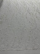 Feather and Vine Beaded Lace Fabric 54” Wide| New Creations Fabric & Foam Inc. - New Creations Fabric & Foam Inc