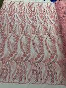 Feather and Vine Beaded Lace Fabric 54” Wide| New Creations Fabric & Foam Inc. - New Creations Fabric & Foam Inc