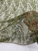 Feather and Vine Beaded Lace Fabric 54” Wide| New Creations Fabric & Foam Inc. - New Creations Fabric & Foam Inc