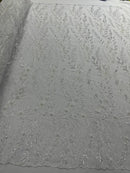 Feather and Vine Beaded Lace Fabric 54” Wide| New Creations Fabric & Foam Inc. - New Creations Fabric & Foam Inc