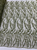 Feather and Vine Beaded Lace Fabric 54” Wide| New Creations Fabric & Foam Inc. - New Creations Fabric & Foam Inc