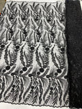 Feather and Vine Beaded Lace Fabric 54” Wide| New Creations Fabric & Foam Inc. - New Creations Fabric & Foam Inc