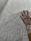 Feather and Vine Beaded Lace Fabric 54” Wide| New Creations Fabric & Foam Inc. - New Creations Fabric & Foam Inc