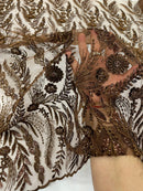 Feather and Vine Beaded Lace Fabric 54” Wide| New Creations Fabric & Foam Inc. - New Creations Fabric & Foam Inc