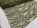 Feather and Vine Beaded Lace Fabric 54” Wide| New Creations Fabric & Foam Inc. - New Creations Fabric & Foam Inc