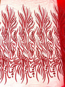 FEATHER BEADED LACE ON MESH FABRIC (By The Yard) - New Creations Fabric & Foam Inc