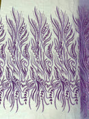 FEATHER BEADED LACE ON MESH FABRIC (By The Yard) - New Creations Fabric & Foam Inc