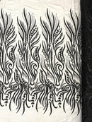 FEATHER BEADED LACE ON MESH FABRIC (By The Yard) - New Creations Fabric & Foam Inc