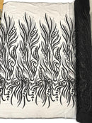 FEATHER BEADED LACE ON MESH FABRIC (By The Yard) - New Creations Fabric & Foam Inc