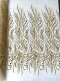 FEATHER BEADED LACE ON MESH FABRIC (By The Yard) - New Creations Fabric & Foam Inc