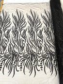 FEATHER BEADED LACE ON MESH FABRIC (By The Yard) - New Creations Fabric & Foam Inc