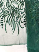 FEATHER BEADED LACE ON MESH FABRIC (By The Yard) - New Creations Fabric & Foam Inc